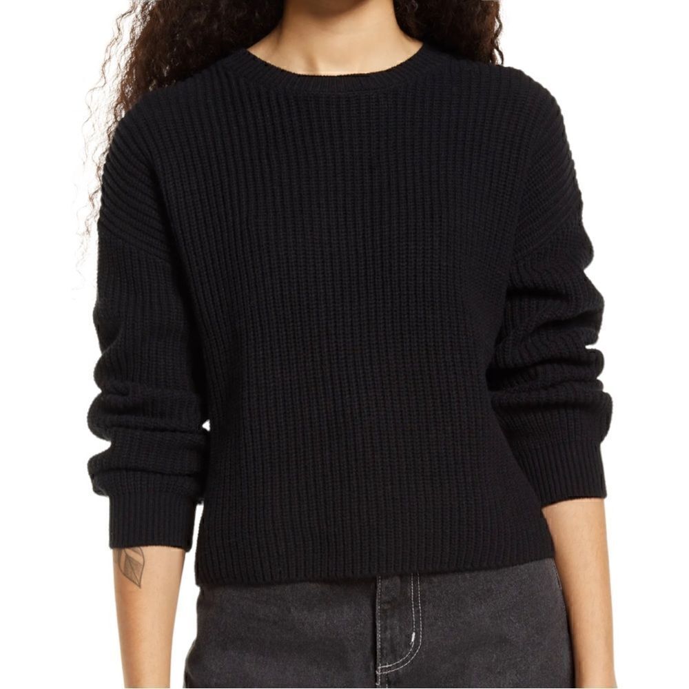 BP Nordstrom Rack Crop Top Sweater Black 1X NWT